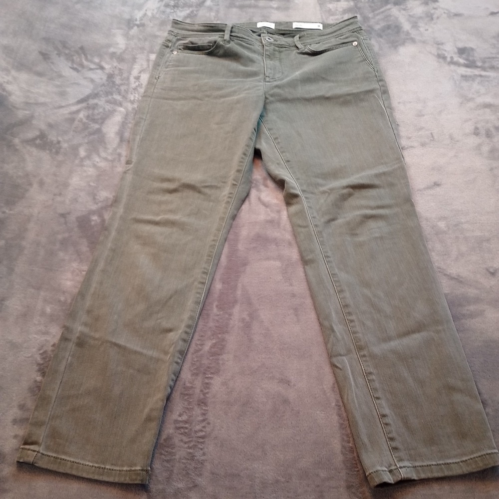 J Jill Authentic Fit Slim Ankle Pants Jeans Womens 8P Petite Olive Green Stretch - Picture 2 of 15